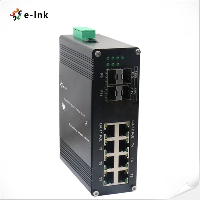 Industrial Managed PoE Switch L2+ 8 Port 10/100/1000T 802.3at PoE + 4 Port 1000X SFP