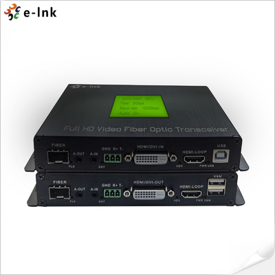 DVI KVM Fiber Extender with USB RS232 Audio GPIO 60km Transmission
