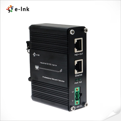 Industrial 5G 60W PoE+ Injector 12–48VDC Wide-Range Power Compact Rugged