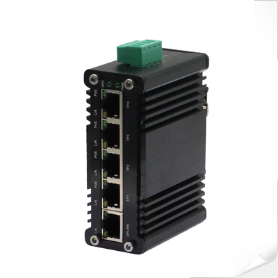 Industrial 5 Port PoE+ Switch Gigabit Ethernet Wide DC Input Compact