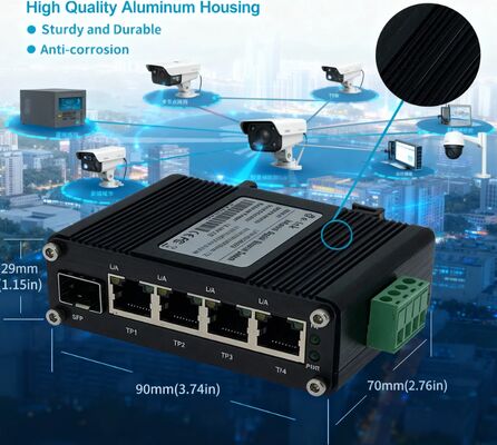 Mini Industrial 4-Port Gigabit + 1 SFP Ethernet Switch -40~80°C