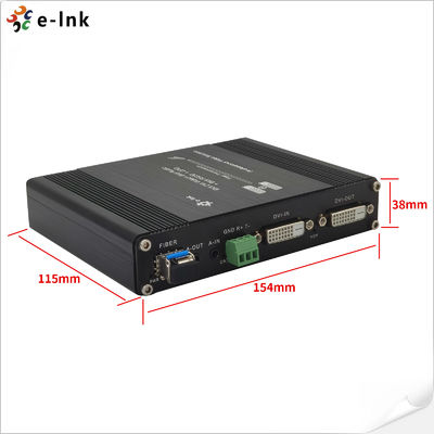6W GPIO 1Ch 1080P Bidi DVI RS232 fiber video converter