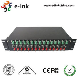 هيكل رف محول فيديو الألياف الضوئية CCTV مقاس 19 بوصة 2U بـ 16 فتحة