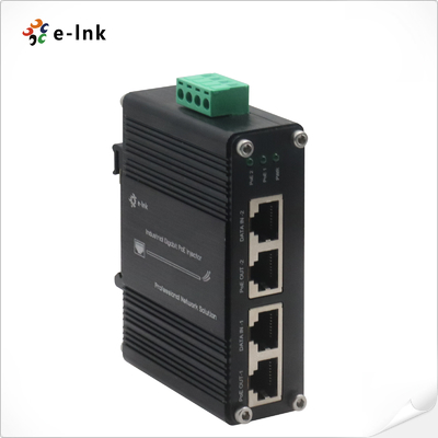 حقن PoE الصناعي مع منافذ 2 جيجابيت وإدخال واسع 12 ~ 48VDC