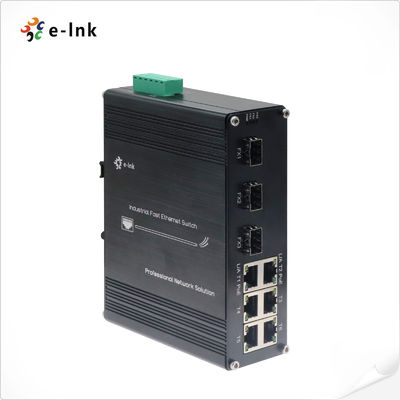 صناعية DIN-السكك الحديدية تركيب 6 منافذ 10/100Base-TX + 3 منفذ 100Base-FX محول PoE المقاوم
