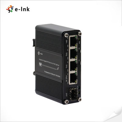 مفتاح تقسيم PoE الصناعي 4 منفذ جيجابيت مع SFP Fiber Uplink