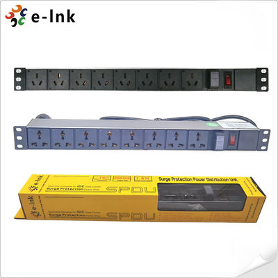 ألومنيوم T6 19 "1U 8 Port 3.68kW 10KA Rack Mount PDU Unit